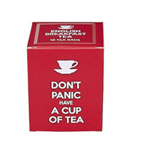 Don't Panic Have a Cup of Tea- 10 English Breakfast Tea Bags - Gift Box